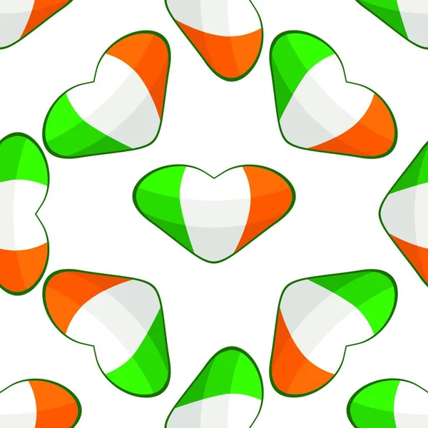Illustration Temat Irländsk Helgdag Patrick Dag Sömlösa Färghjärtan Mönster Patrick — Stock vektor