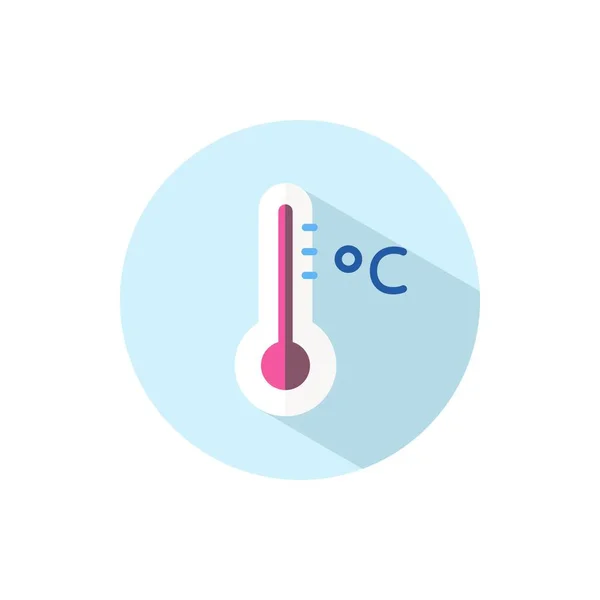 Termómetro Celsius Icono Color Plano Círculo Ilustración Del Vector Meteorológico — Archivo Imágenes Vectoriales