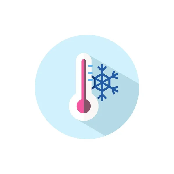 温度计 冬天的气温圆形上的扁平颜色图标 天气矢量图解 — 图库矢量图片