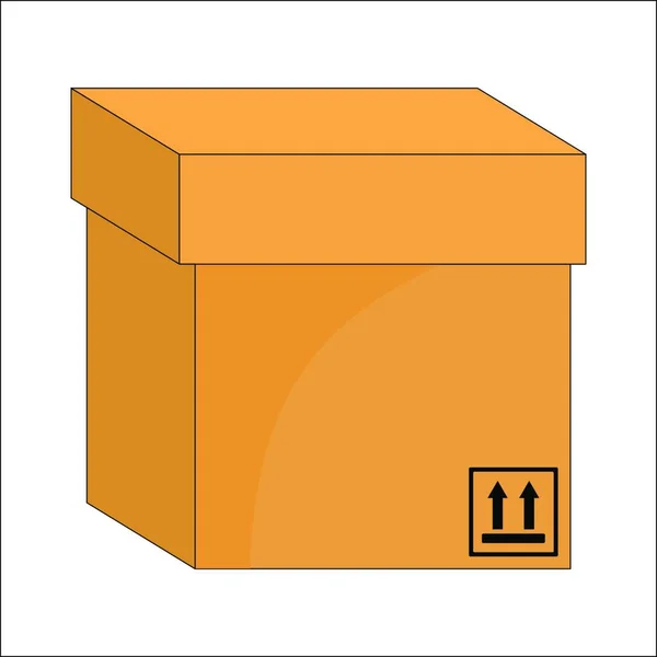 段ボール箱のアイコン 閉じた梱包小包記号 白を基調としたベクトル漫画のデザイン — ストックベクタ