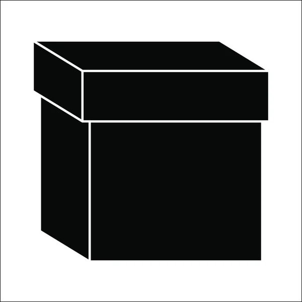 Kartondoboz Sziluett Ikon Zárt Fekete Csomag Szimbólum Vektor Rajzfilm Design — Stock Vector