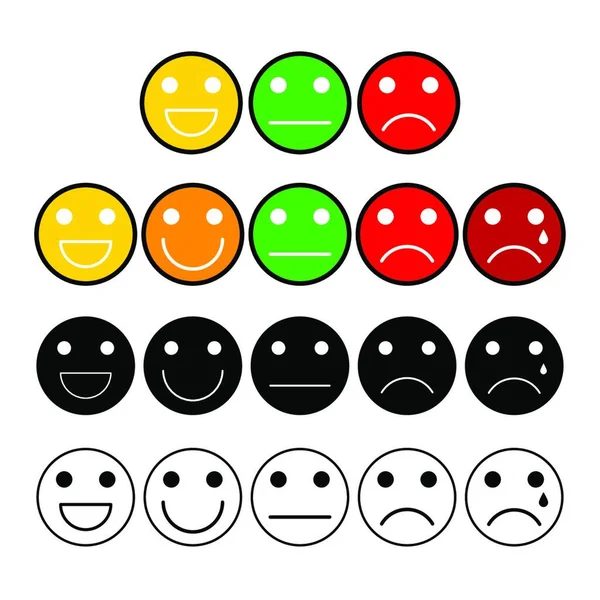 Customer Opinion Survey Buttons Set Mood Grade Emoji Face Client — Stock Vector