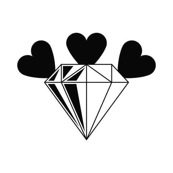 ハートとシャドウベクトルのイラストのグラフィックデザインのダイヤモンド — ストックベクタ