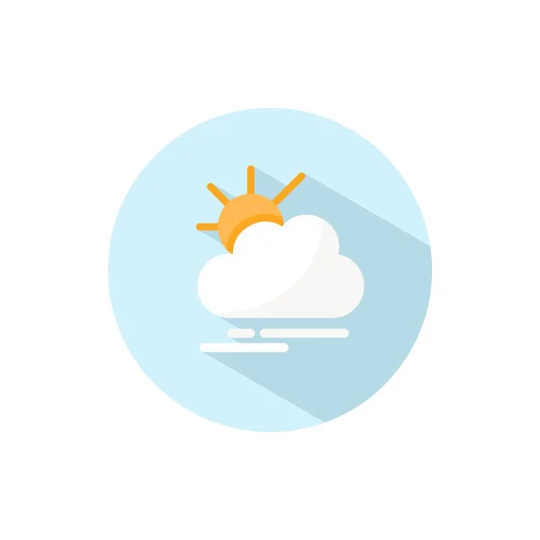 Туман Солнце Плоский Цветовой Значок Круге Векторная Иллюстрация Погоды — стоковый вектор