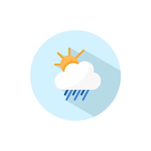 Eső Felhő Nap Lapos Színű Ikon Egy Körön Időjárási Vektor — Stock Vector