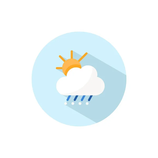 静かに 雲と太陽 円上の平らな色のアイコン 気象ベクトル図 — ストックベクタ