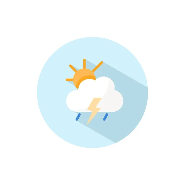 Буря Хмара Сонце Плоский Значок Кольору Колі Погода Векторні Ілюстрації — стоковий вектор