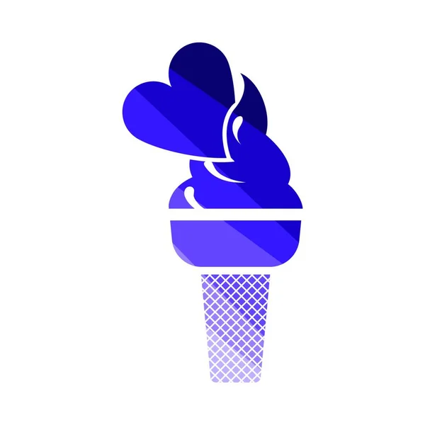 Valentine Icecream Heart Icon Flat Color Ladder Design Vector Illustration — 图库矢量图片