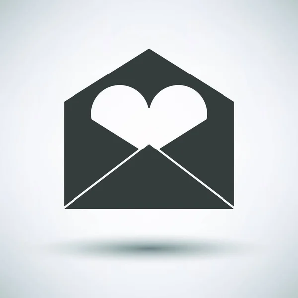 Valentine Envelop Heart Icon Inglês Cinza Escuro Fundo Cinza Com — Vetor de Stock