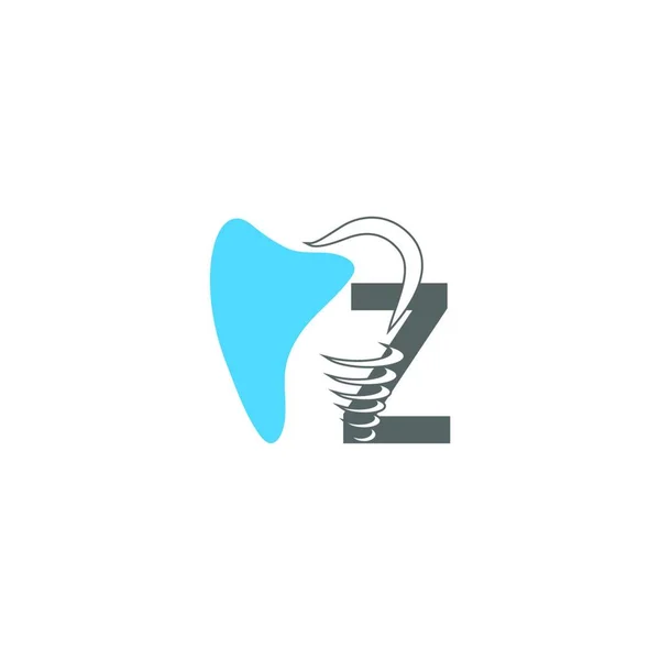 Icône Logo Lettre Avec Vecteur Illustration Dentaire — Image vectorielle