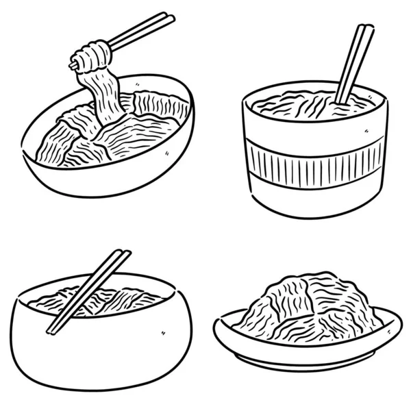 Sup Mie Mie Pangsit Sumpit Mangkuk Makanan Sushi Pasta Nasi - Stok Vektor