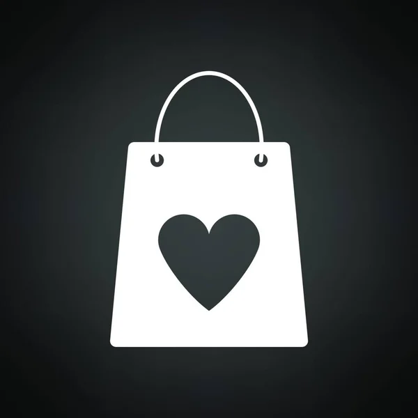Gri Arkaplanda Siyah Alışveriş Çantası Simgesi Izole Edildi Sevgililer Günü — Stok Vektör