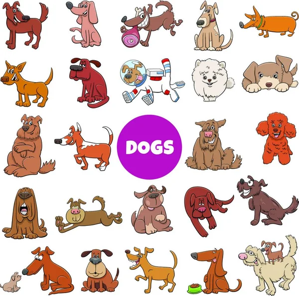 Dibujos Animados Ilustración Perros Cachorros Animales Compañía Personajes Cómicos Gran — Archivo Imágenes Vectoriales