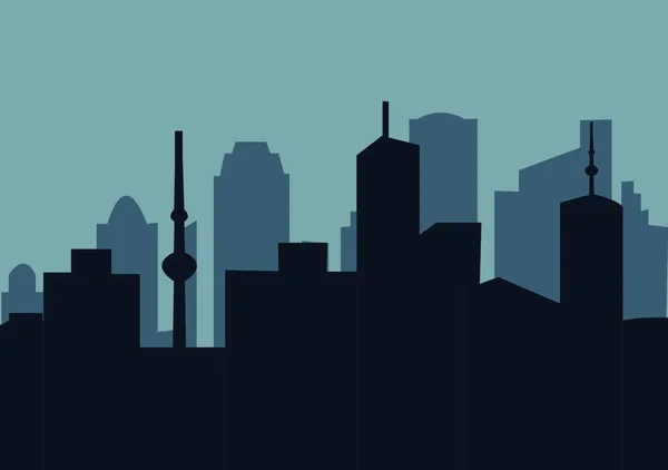 City Landscape Buildings Architecture Silhouette Vector Background Collage Set Illustration — Stock Vector