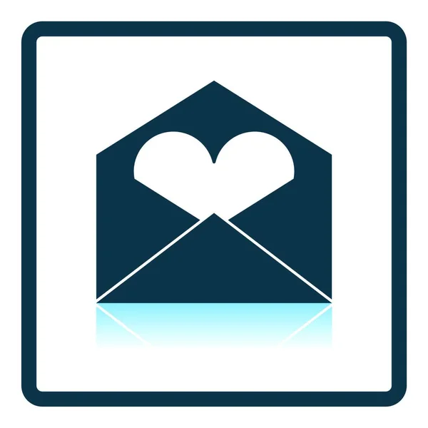Envelope Com Ícone Sombra Coração Ilustração Vetorial —  Vetores de Stock