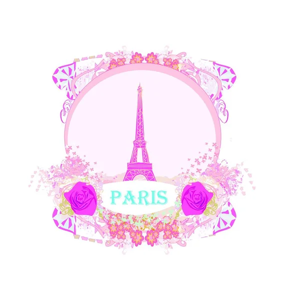 Torre Eiffel Con París Francia Ilustración Vectorial — Vector de stock