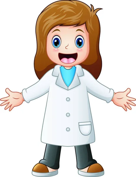 Illustration Vectorielle Happy Cartoon Femme Médecin — Image vectorielle