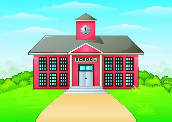 Vector Illustration School Building Path — Stock Vector