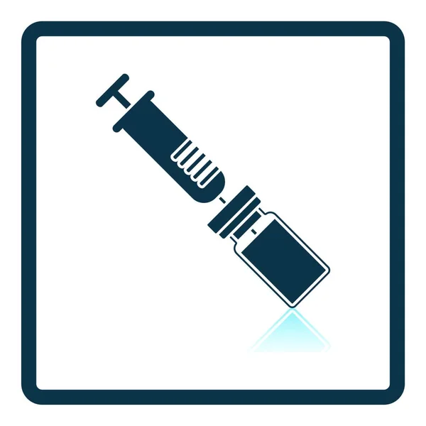 Bílá Čára Ikona Injekční Stříkačky Izolované Modrém Pozadí Vektorová Ilustrace — Stockový vektor