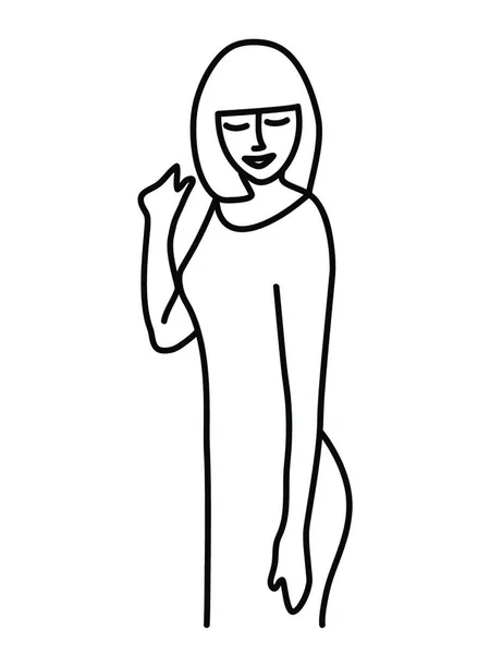 Minimalizm Ręcznie Rysowane Kobiecy Portret Wektorowy Nowoczesnym Abstrakcyjnym Jednym Wierszu — Wektor stockowy