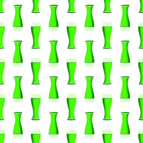 イラストアイルランドの休日聖パトリックの日 マグカップでシームレスな色のビール パターン白を背景に多くの同一のビールマグカップで構成される聖パトリックの日 ビールにマグカップメインアクセサリー用聖パトリックの日 — ストックベクタ