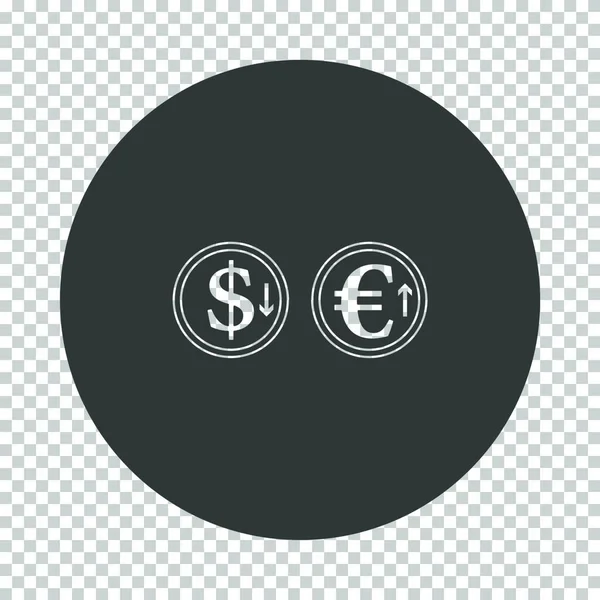 Икона Падающий Доллар Рост Евро Вычитаем Трафаретный Рисунок Сетке Прозрачности — стоковый вектор