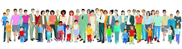 Gruppo Persone Pose Diverse Illustrazione Vettoriale — Vettoriale Stock