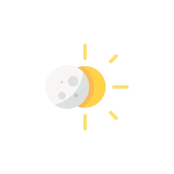 Солнечное Затмение Значок Плоского Цвета Изолированная Векторная Иллюстрация Погоды — стоковый вектор