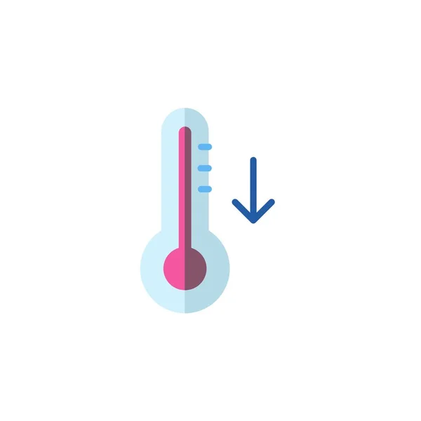 Thermometer Falltemperatur Flachfarbiges Symbol Isolierte Darstellung Von Wettervektoren — Stockvektor