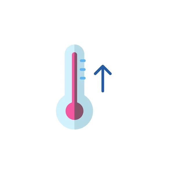 Hőmérő Emelkedik Hőmérséklet Lapos Színű Ikon Elszigetelt Időjárási Vektor Illusztráció — Stock Vector