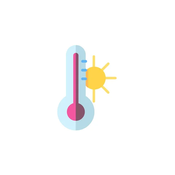 Termómetro Temperatura Verão Ícone Cor Plana Ilustração Vetor Meteorológico Isolado — Vetor de Stock