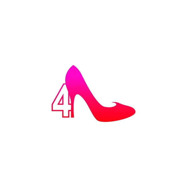 Numero Con Scarpe Donna Modello Vettoriale Icona Logo Tacco Alto — Vettoriale Stock