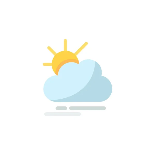 Nebel Wolken Und Sonne Flachfarbiges Symbol Isolierte Darstellung Von Wettervektoren — Stockvektor