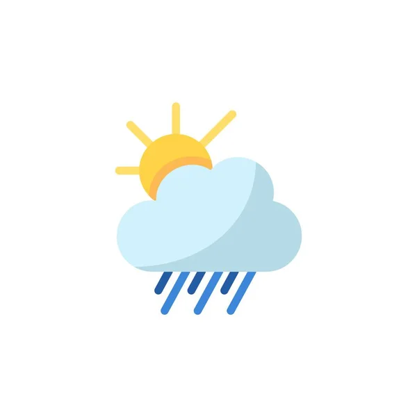 Дождь Облака Солнце Значок Плоского Цвета Изолированная Векторная Иллюстрация Погоды — стоковый вектор