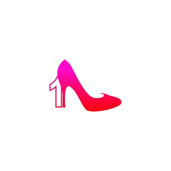 Numéro Avec Chaussures Pour Femmes Modèle Vectoriel Conception Icône Logo — Image vectorielle