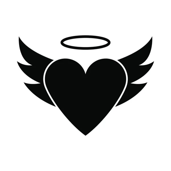 Valentine Heart Wings Halo Icon — Stock Vector