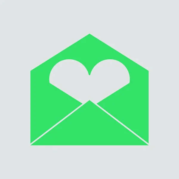 Валентина Окружить Сердцем Икона Зеленый Сером Фоне Векторная Миграция — стоковый вектор