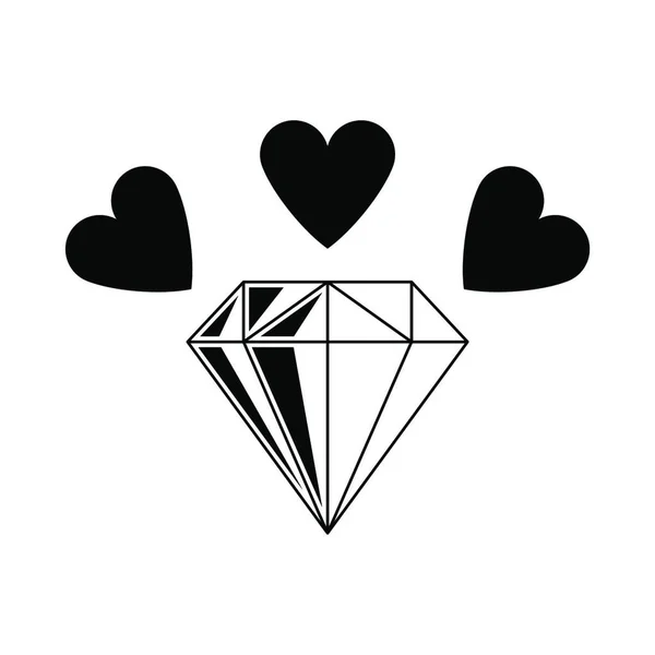 Diamant Mit Herz Ikone — Stockvektor