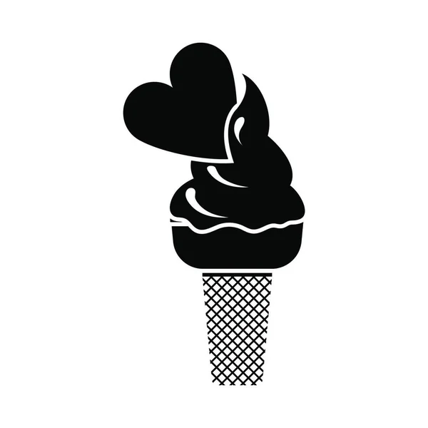 Valentine Icecream Avec Icône Coeur — Image vectorielle