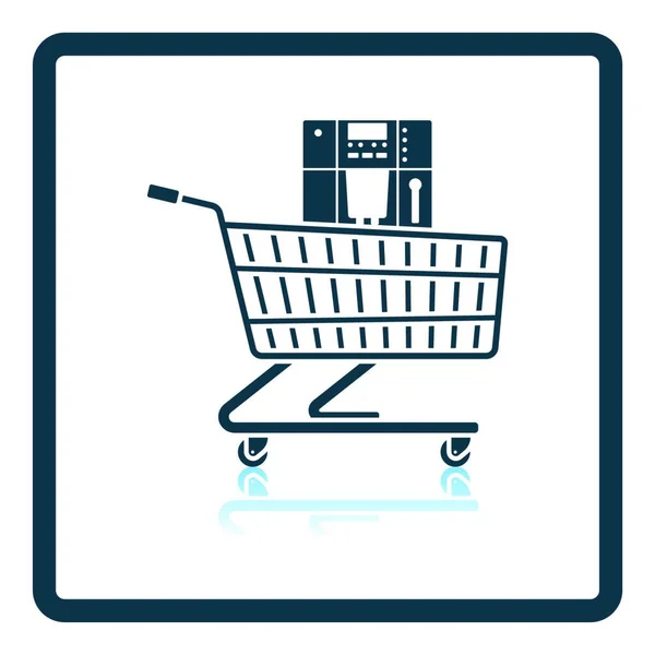 Carrito Compras Con Icono Cesta Ilustración Vectorial — Vector de stock