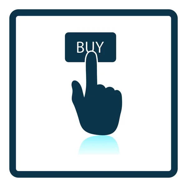 Mão Segurando Botão Toque Com Dedo —  Vetores de Stock