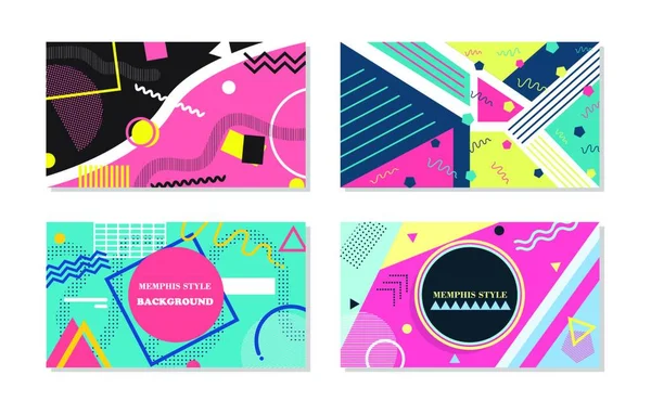 Set Von Memphis Style Covers Flat Vector Illustrationen Für Hintergrund — Stockvektor