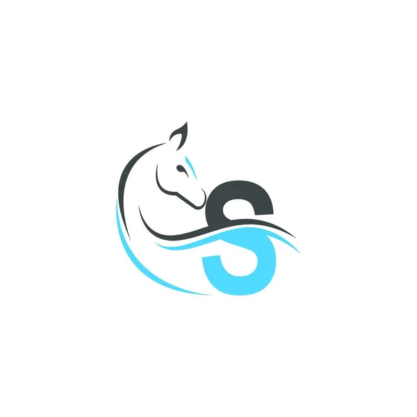Lettre Icône Logo Avec Cheval Illustration Design Vecteur — Image vectorielle