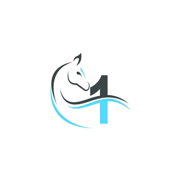 Logo Ikony Číslo Vektorem Designu Pro Ilustraci Koně — Stockový vektor