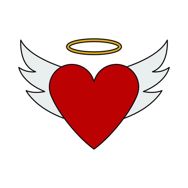 Valentine Heart Wings Halo Icon Editable Outline Color Fill Design — Stock Vector