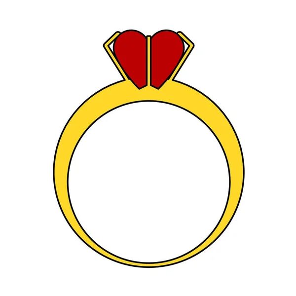 Бриллиантовое Кольцо Векторным Рисунком Сердца — стоковый вектор