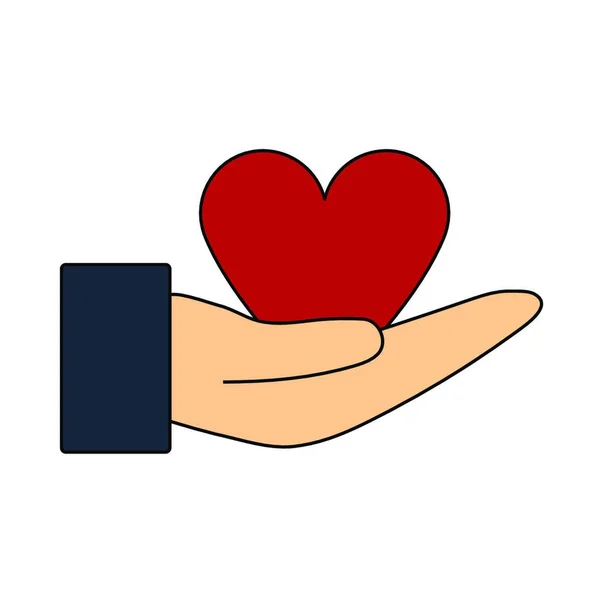 Χέρι Καρδιά Αγάπη Διάνυσμα Εικονογράφηση Σχεδιασμό — Διανυσματικό Αρχείο