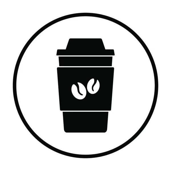 Icono Taza Café Papel Aire Libre Diseño Plantilla Círculo Delgado — Vector de stock