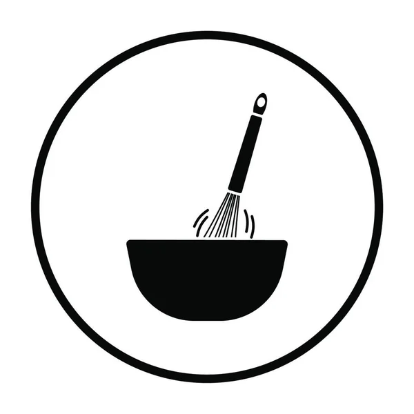 Corolla Mixing Bowl Icon Stencil Design Cerchio Sottile Illustrazione Vettoriale — Vettoriale Stock