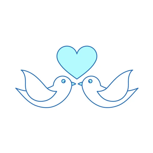Amour Couple Oiseaux Icône Vecteur Illustration Conception — Image vectorielle
